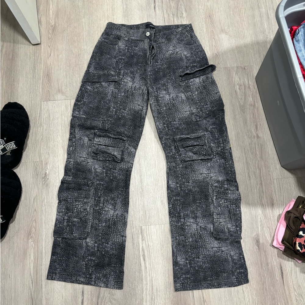 Snake print cargo pants